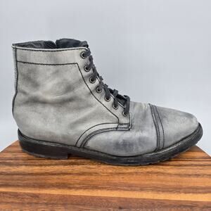 Thursday Boot Company The Major Mens 12 Distressed Gray Leather Cap Toe Casual